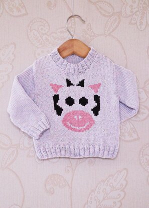 Intarsia - Cow Face Chart - Childrens Sweater