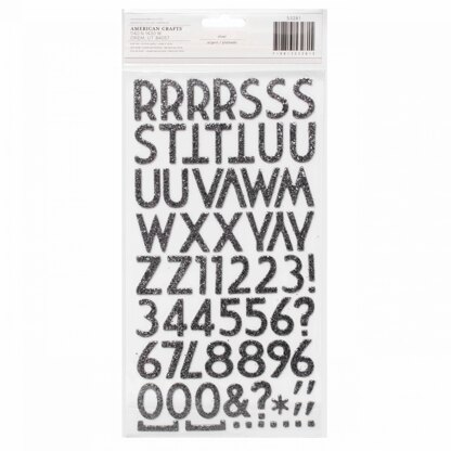 American Crafts Thickers Wisecrack Alphabet Chipboard Silver DuoTone Glitter (135 Piec