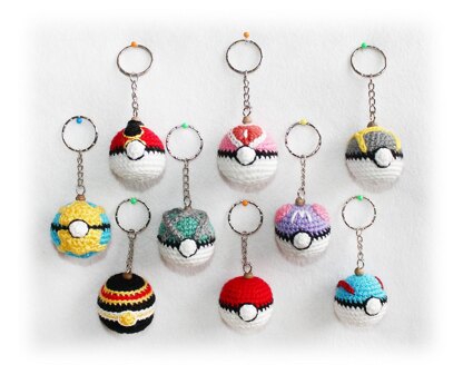 9 x Pokemon Ball Key Chains