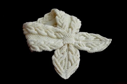 Milky White Cables Scarf ( Keyhole / Ascot / Pull-Through / Vintage / Stay On Scarf Knitting Pattern )