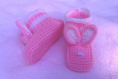 PINK Bunny Baby Booties