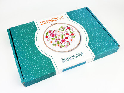 Oh Sew Bootiful Floral Heart Printed Embroidery Kit