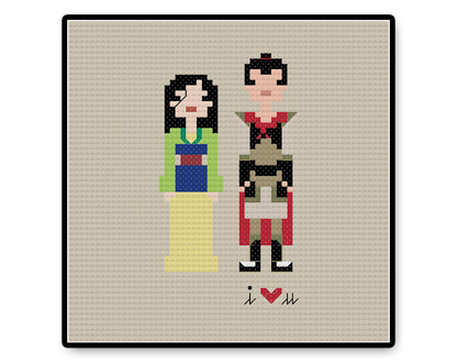 Mulan and Li Shang In Love - PDF Cross Stitch Pattern
