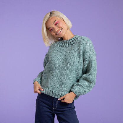 Easy Everyday Sweater - Free Jumper Knitting Pattern for Women in Paintbox Yarns Wool Blend Super Chunky