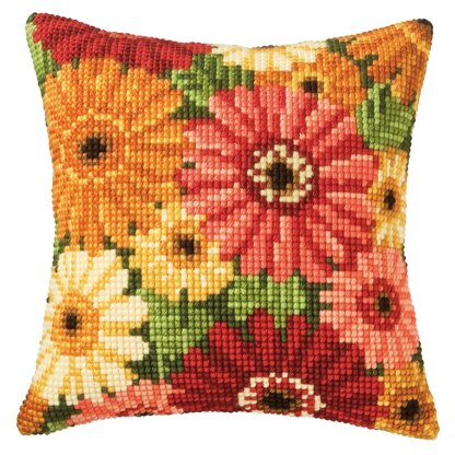 Vervaco Gerbera Cushion Front Chunky Cross Stitch Kit - 40 x 40cm