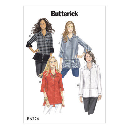 Butterick Misses' Button-Down Shirts with Side Slits B6376 - Sewing Pattern