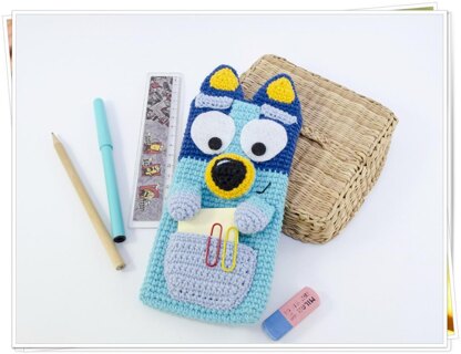 Blue Puppy Pencil/Phone Case