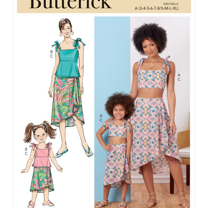 Butterick Children's and Misses' Tops and Skirt B6879 - Paper Pattern, Size 3-8 / S-XL