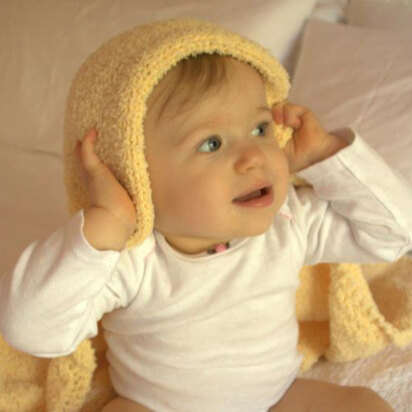 Lamb Ears Hooded Baby Blanket in Plymouth Yarn Daisy - 2499 - Downloadable PDF - knitting pattern