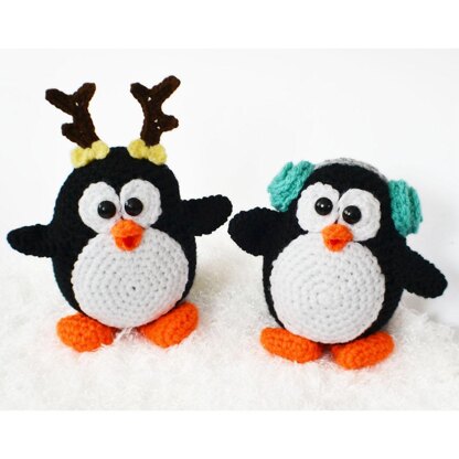 Crochet penguins. Christmas tree. Xmas decoration. Holiday decor