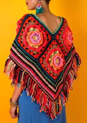 Flower Patch Poncho - Free Crochet Pattern in Paintbox Yarns Wool Mix ...