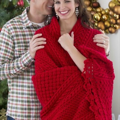 Holiday Cables Throw in Red Heart With Love Solids - LW3152