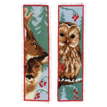 Vervaco Owl And Deer Set Of 2 Bookmark Cross Stitch Kit - 6 x 20 cm