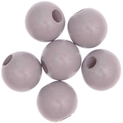 Rico Design Macramé Beads Wood Light Grey 6 Pcs - 95x100x30mm