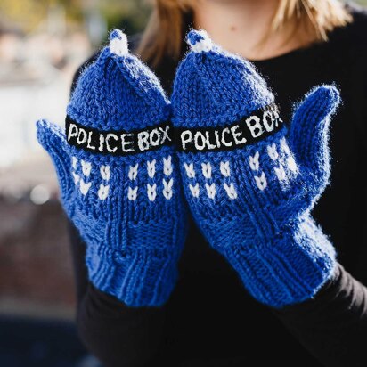 Police Box Mittens - knitting pattern