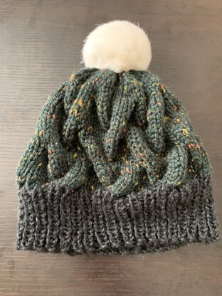 Striped Cable Hat in Patons Shetland Chunky