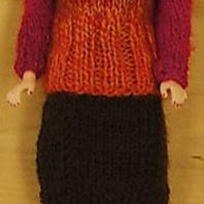 Fashion Doll Yoked Pullover and Slim Skirt