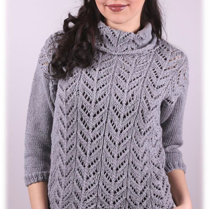 Womens Lace Pullover in Plymouth Yarn Cashmere De Cotone - 3009 - Downloadable PDF