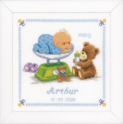 Vervaco Baby & Bear Cross Stitch Kit - 22cm x 22cm