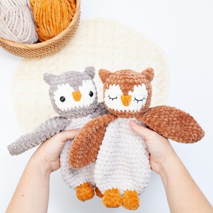 Crochet owl snuggler pattern, Owl lovey