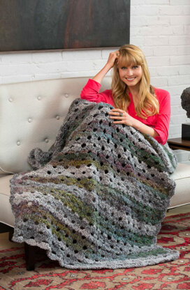 Shaded Greys Throw in Red Heart Stellar - LW4839 - Downloadable PDF