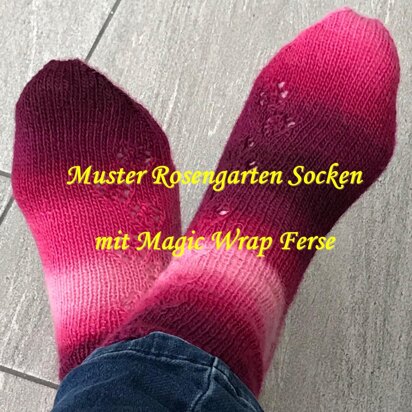 Rosengarten Socken mit Magic Wrap Ferse - knitting pattern
