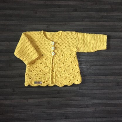 Daisy Baby Cardigan Hat and Booties Set