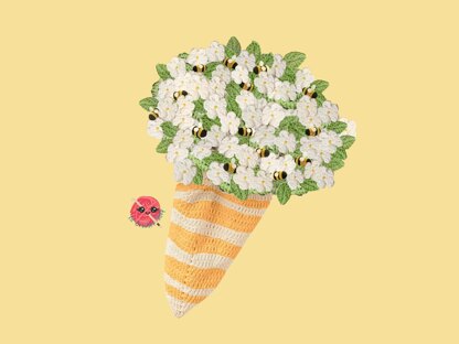 Bee Hive Flower Bouquet Crochet Blanket