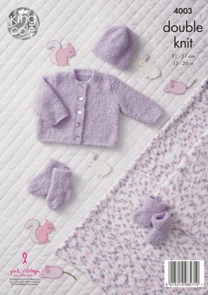 Cardigan, Hat, Blanket, Bootees and Socks in King Cole Cuddles DK - 4003 - Downloadable PDF