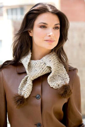 Skinny Pompoms Scarf in Lion Brand Vanna's Choice & Vanna's Choice Multi - L30184 - Downloadable PDF