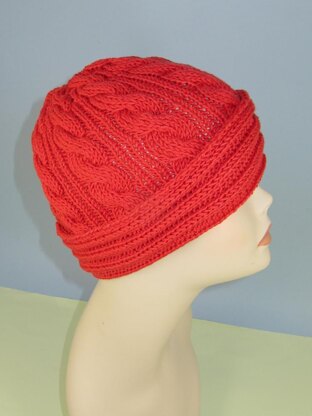 Rib Cuff Cable Beanie Hat