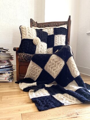 Chess Afghan and Two cushion covers