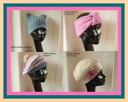 210-Ladies Hat, Beret, Beanie & Headband Crochet Pattern #210