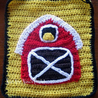 Crochet Barn Applique