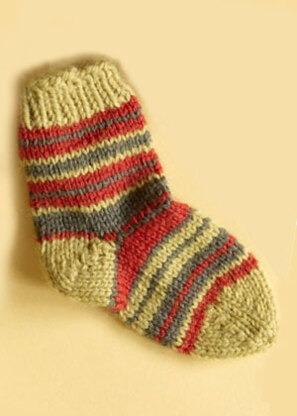 Knit Child's Striped Socks in Lion Brand Wool-Ease - 70287A