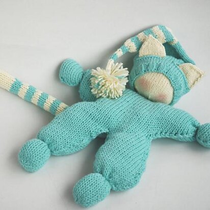 Waldorf knitted Cat doll for small babies - knitting pattern