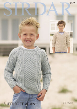 Round Neck and V Neck Sweaters in Sirdar Supersoft Aran - 2477 - Downloadable PDF
