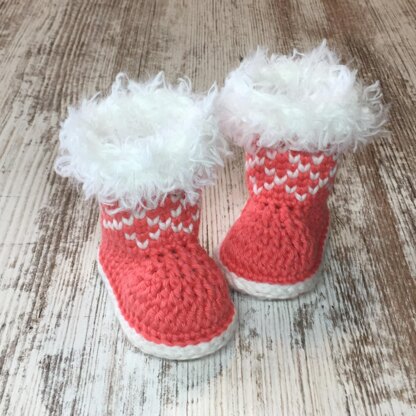 Christmas Baby Booties Crochet Pattern