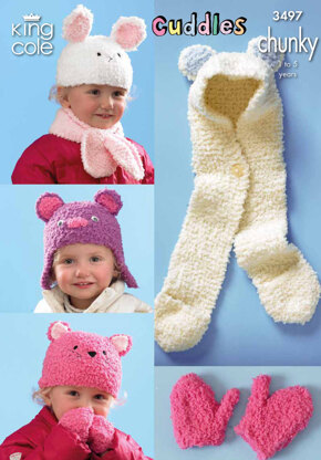 Hats, Mitts and Scarves in King Cole Cuddles Chunky - 3497