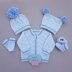 Max Unisex Cardigan, Hats, Mitts & Booties 18 inch chest size.
