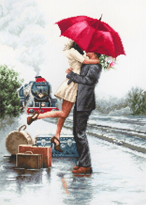 Luca-S Couple on the Station Counted Cross Stitch Kit - 22cm x 31cm