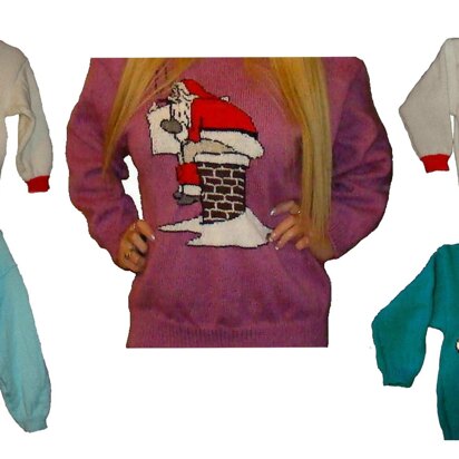 5 x Plus Size Christmas Santa Jumper Knitting Patterns - knitting pattern