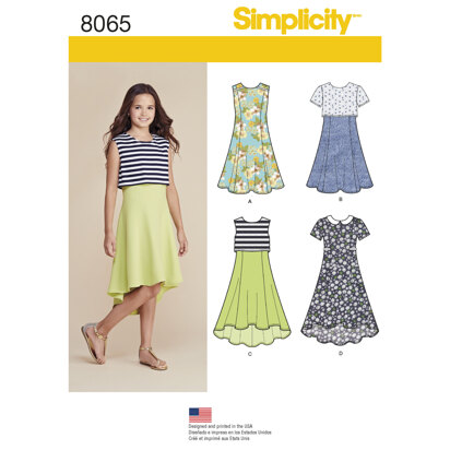Simplicity Girls' and Girls' Plus Dress or Popover Dress 8065 - Sewing Pattern
