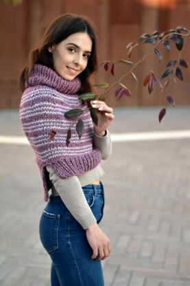 Heather Haze chunky knit turtleneck cape