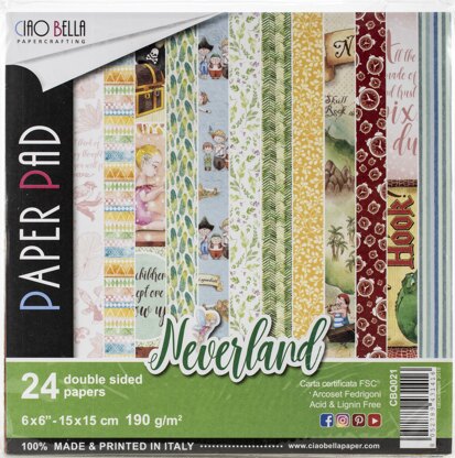 Ciao Bella Double-Sided Paper Pack 90lb 6"X6" 24/Pkg - Neverland, 12 Designs/2 Each