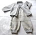 Baby Overalls with detailed cabled bodice and matching sweater - P037