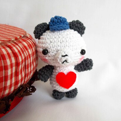 Mr Panda in love free amigurumi crochet doll pattern