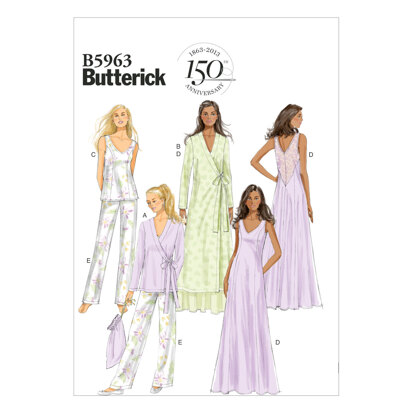 Butterick Robe, Oberteil, Kleid, Hose und Tasche für Damen B5963 - Schnittmuster