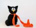 Black Cat in the orange Hat - halloween knitting pattern (knitted round)