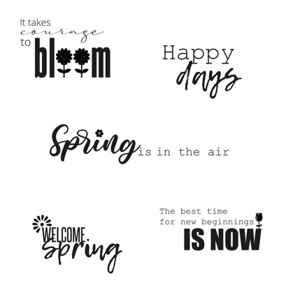 Sizzix Clear Stamps Set 5PK Spring Sentiments by Lisa Jones